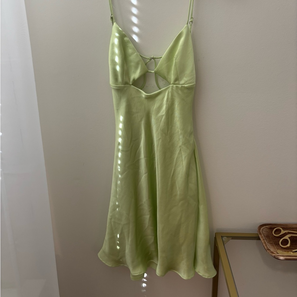 Zara Light Green Silk Mini Dress with Cutout